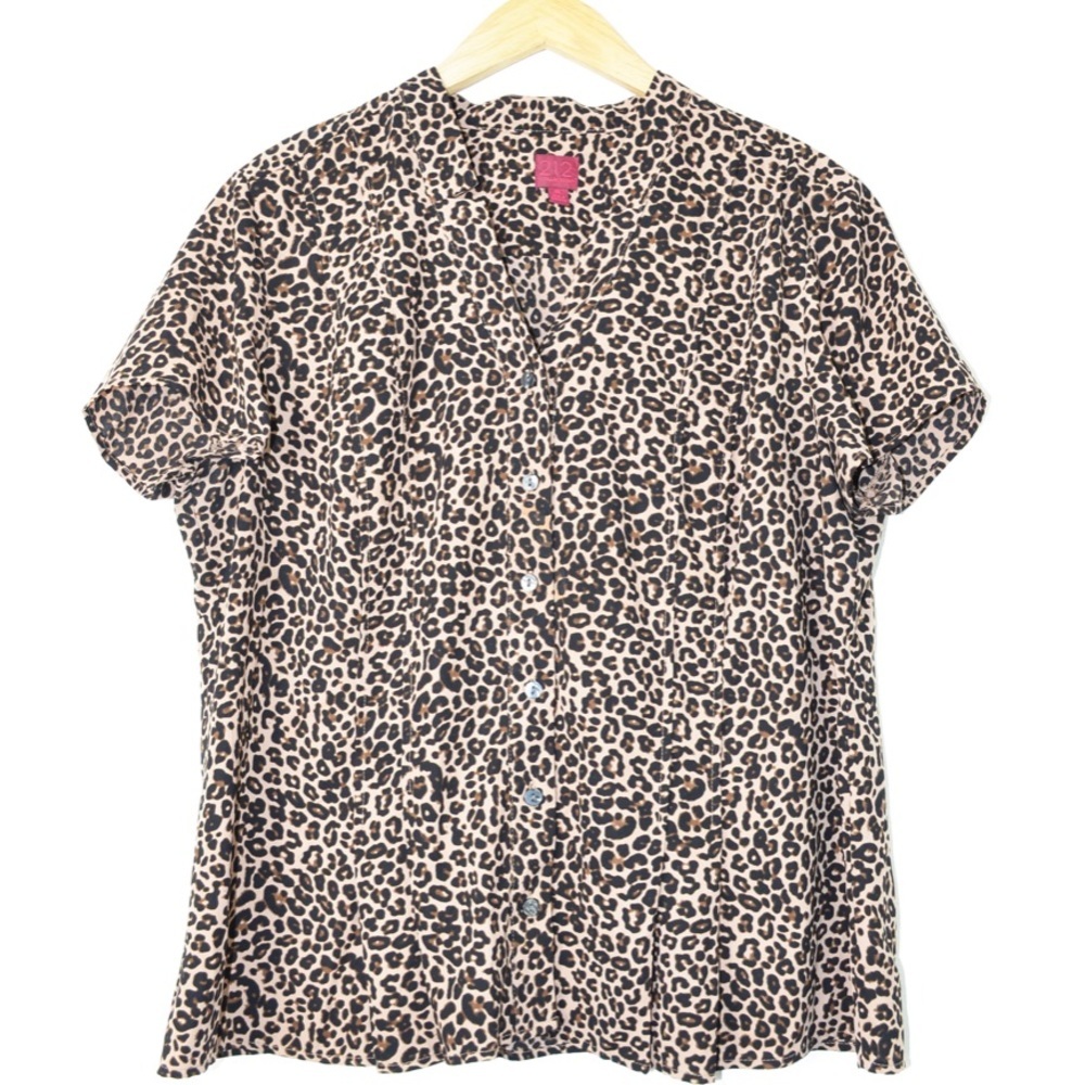 212 vintage Leopard Button Down Blouse (Med)